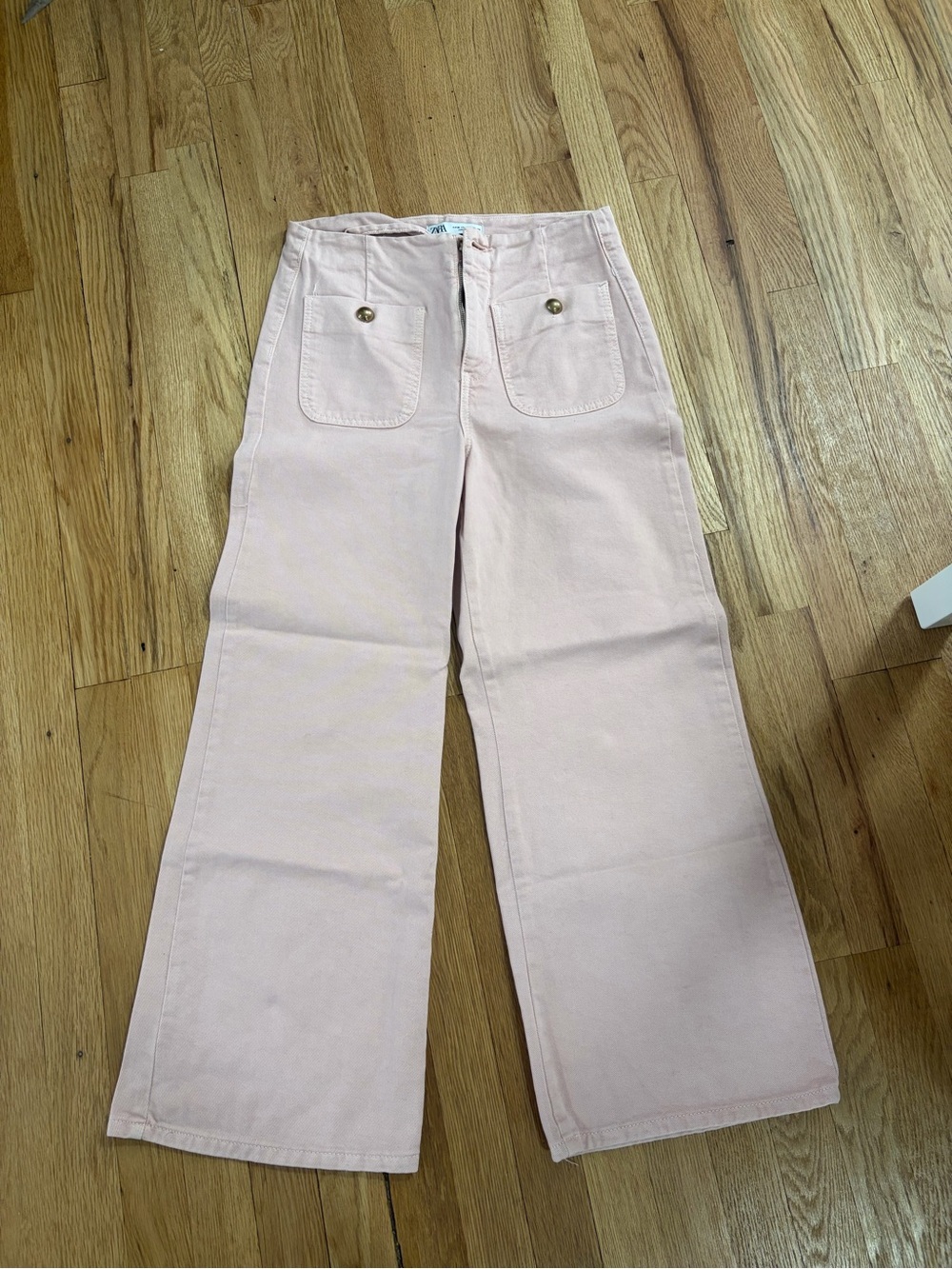 Zara Pale Pink High-Rise Wide Leg Jeans